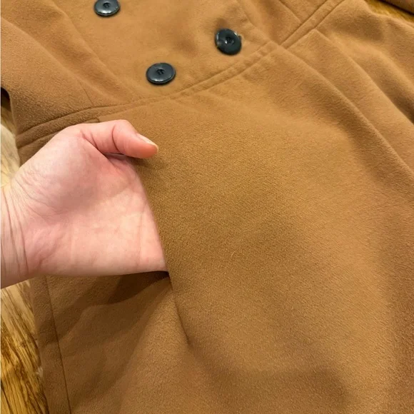 Zara Tan Double-Breasted Pea Coat - Picture 7 of 16